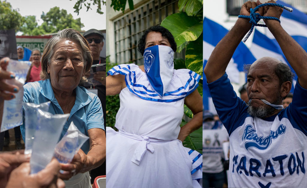 De izquierda a derecha: Miriam Matute, conocida como doña Coquito, Flor Ramírez y el maratonista Alex Vanegas. Calos Herrera, Franklin Villavicencio | Niú